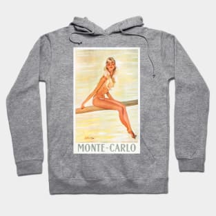 Vintage Travel Poster Monte Carlo Blonde Girl Hoodie